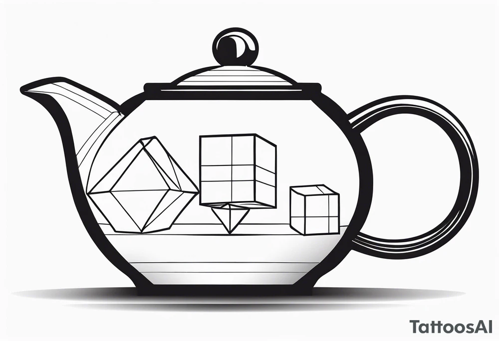 Teapot with 3-d cube tattoo idea