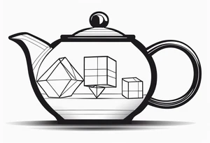 Teapot with 3-d cube tattoo idea