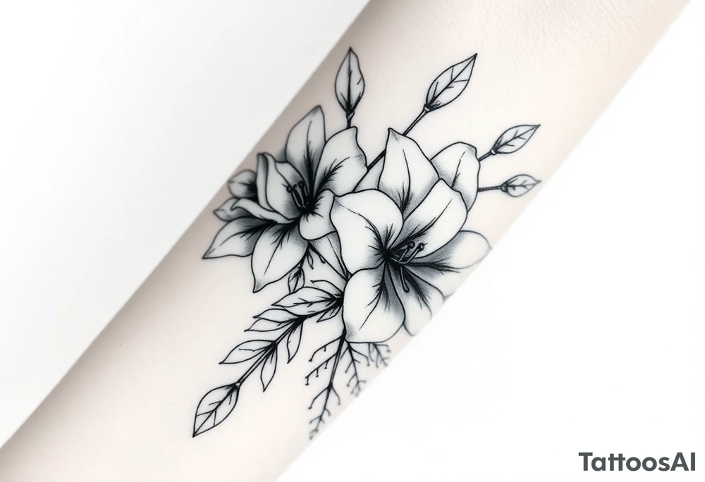 roses and lilies tattoo idea