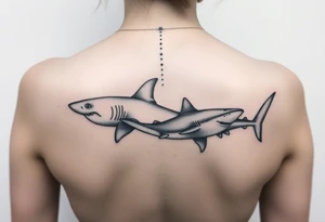 one lemon shark and one whale shark going laterally up the spine tattoo idea