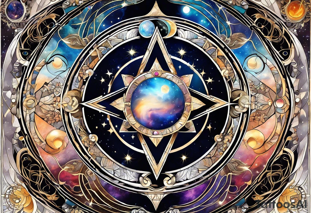 Astrology, Gemini, Natal Chart, angelic, vision, planetary, yin yang, the moon, spiritual third eye, mystical armband tattoo idea