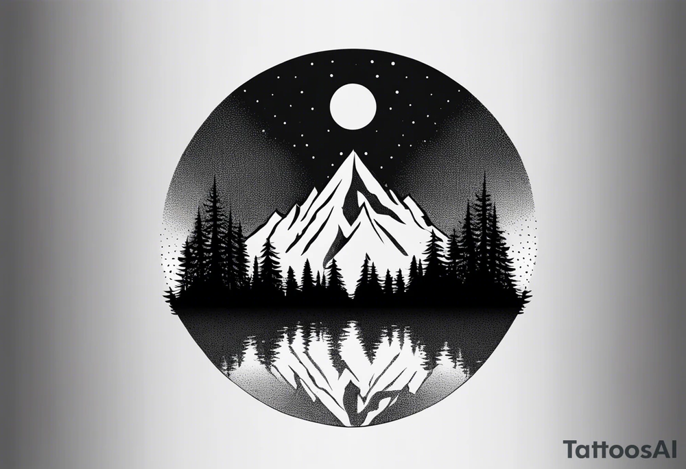 small mountain and trees tattoo idea