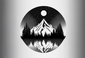 small mountain and trees tattoo idea