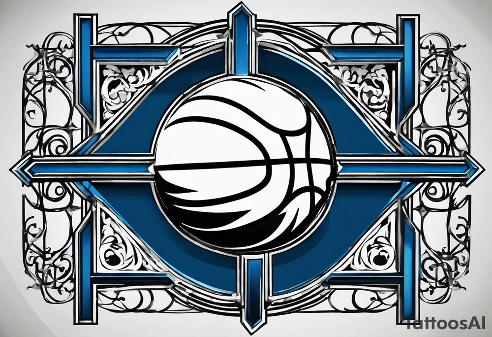 stylized silhouette of a basketball with the cross incorporated into the design? You could have the basketball acting as the base of the cross, and the cross itself could be adorned with elements representing Grand Rapids, Michigan. For example, you could include the iconic Blue Bridge that spans the Grand River tattoo idea