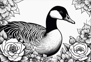angry canadian goose with flowers at the bottom tattoo idea