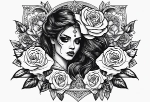 Death women with roses tattoo idea