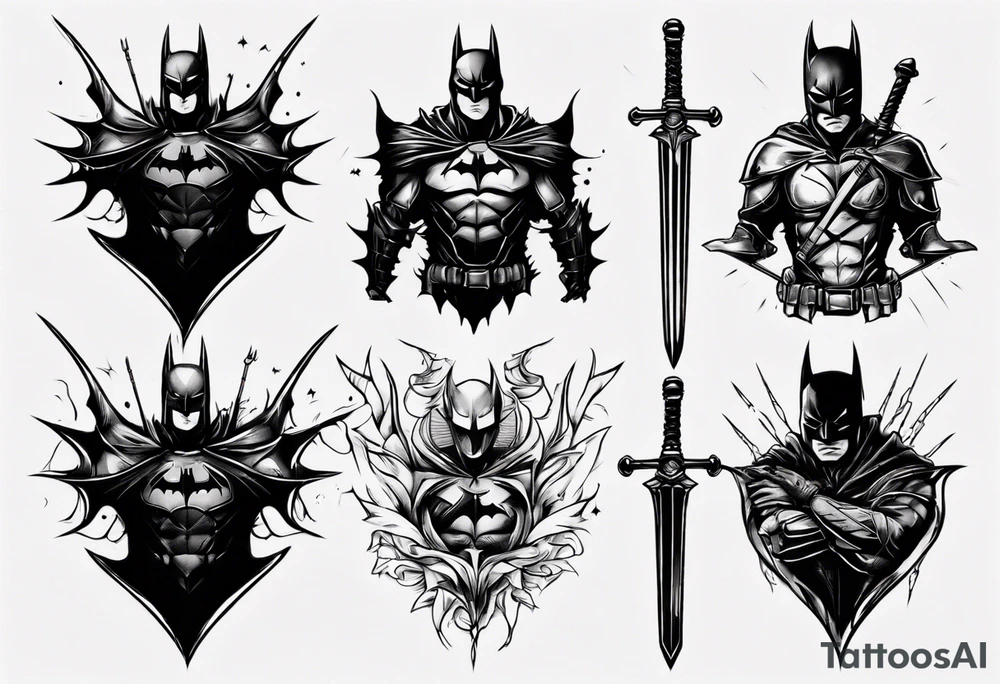 Dark knight with two swords tattoo idea