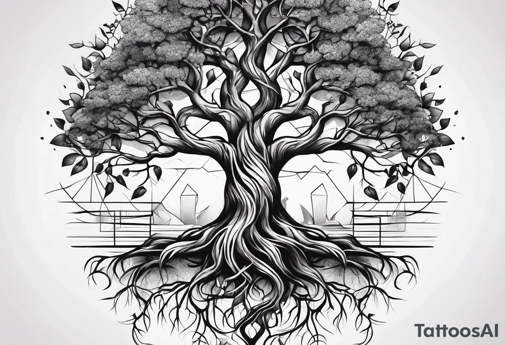 Family tree with roots tattoo idea