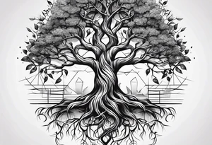 Family tree with roots tattoo idea