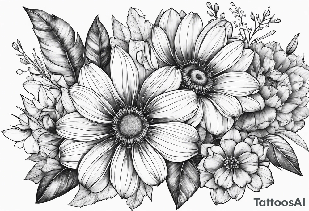 fine line  flowers tattoo idea