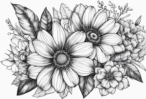 fine line  flowers tattoo idea