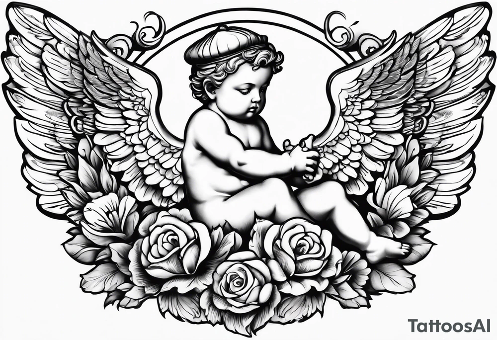 Cherub no flowers tattoo idea