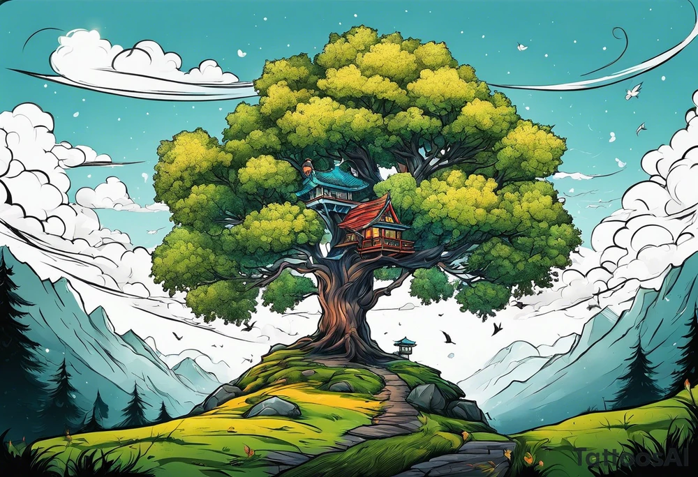 leave's tree flying away tattoo idea