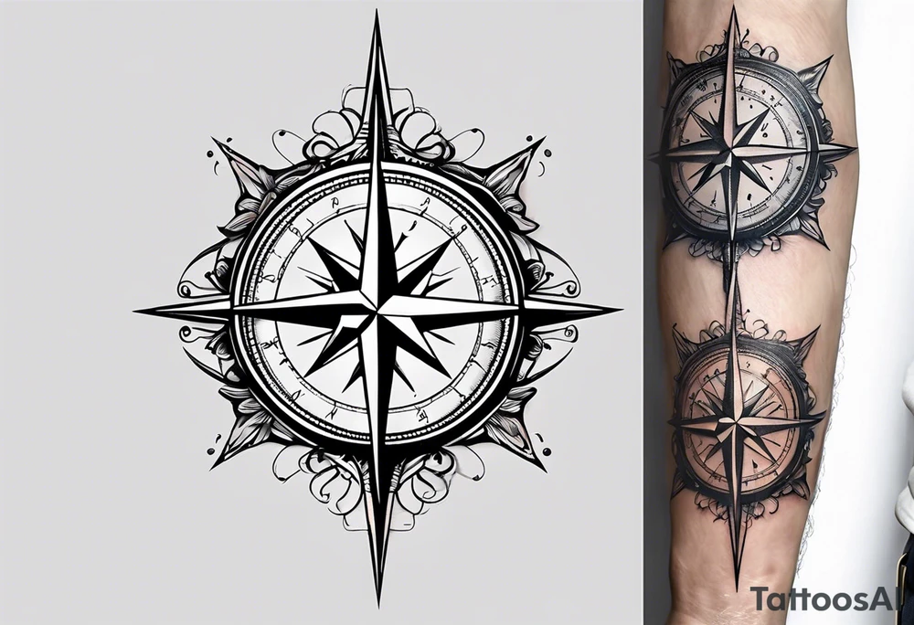 Compass inside the state of Ohio outline tattoo idea