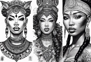 African goddess Japanese traditional style full sleeve tattoo tattoo idea