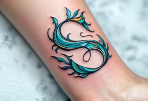 A turquoise "S" surrounded by tribal patterns in bold black lines. tattoo idea