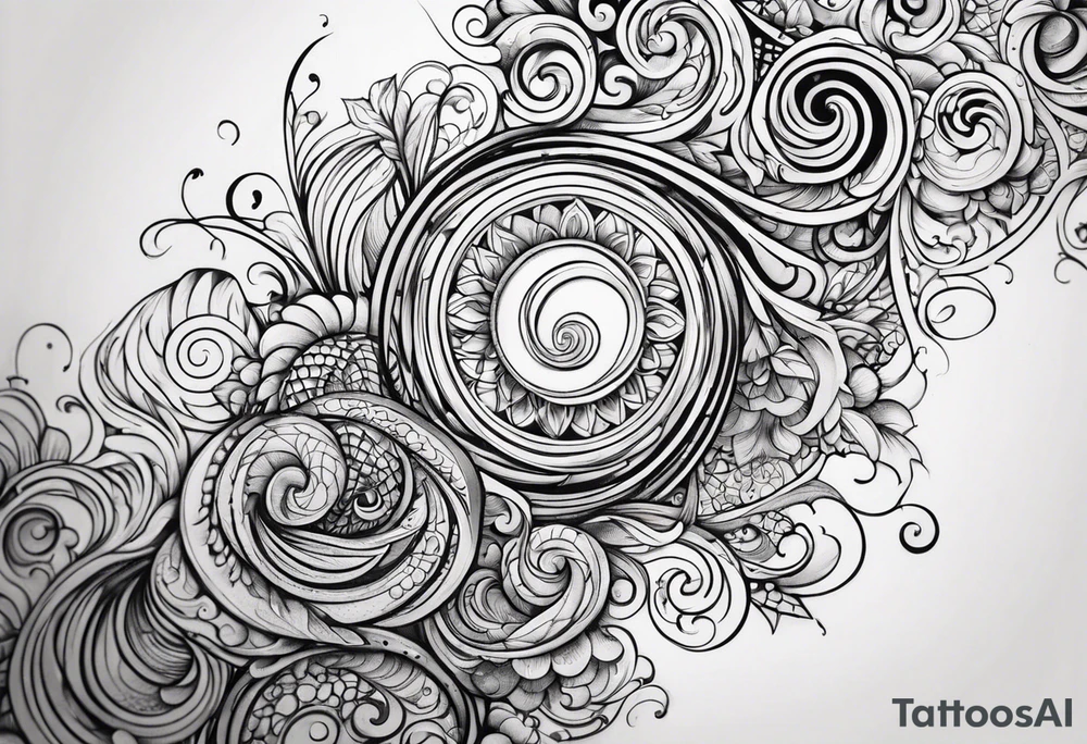 Swirls and whirls from fingers to elbow half sleeve tattoo idea