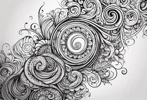 Swirls and whirls from fingers to elbow half sleeve tattoo idea