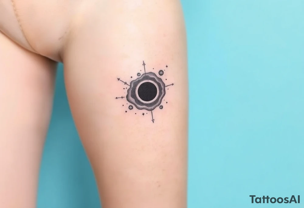 outer space galaxy scene with a black hole and nebula with stars tattoo idea