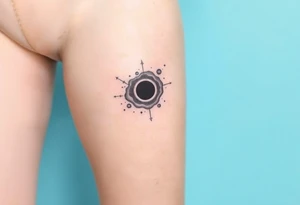 outer space galaxy scene with a black hole and nebula with stars tattoo idea