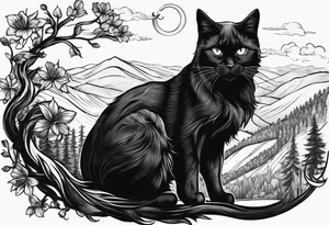black cat on the hill tattoo idea