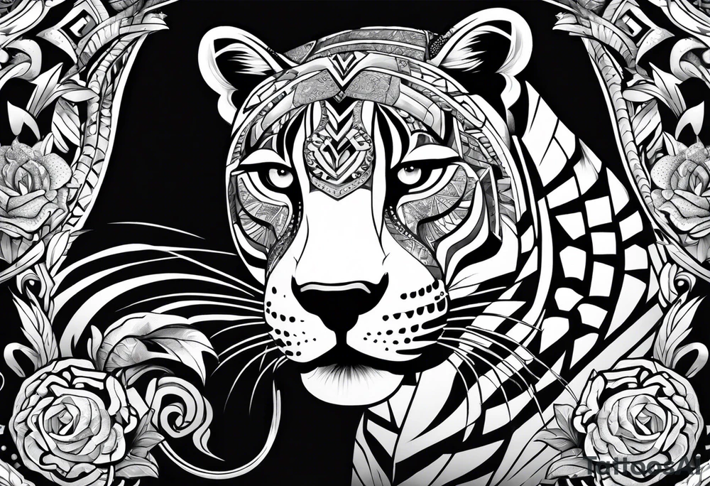 aztec black jaguar with snake tattoo idea