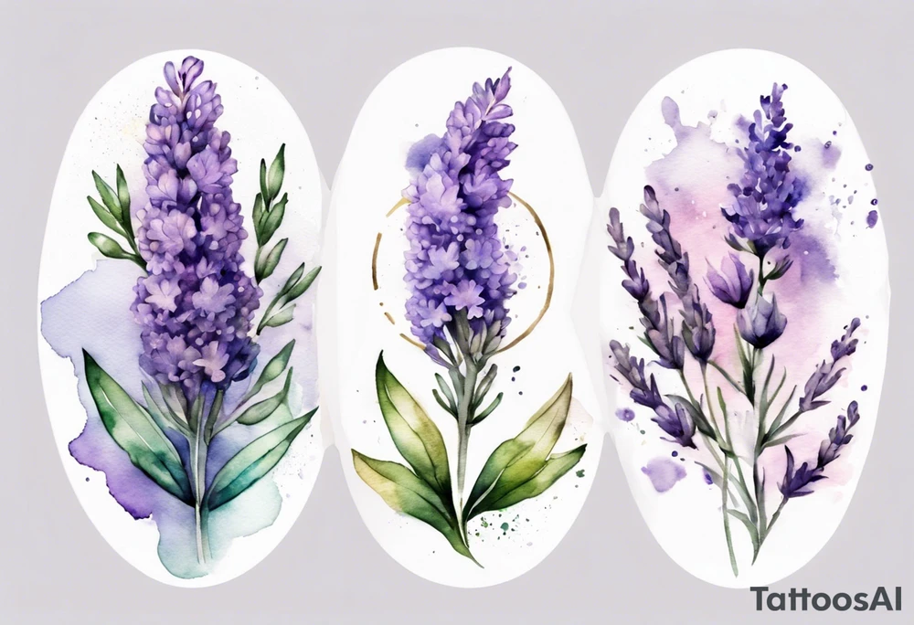 Dupla exposição de flores de lavanda com a medalha de são bento, para tatuagem, arte em aquarela. tattoo idea