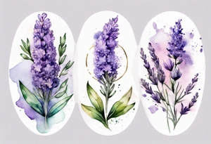 Dupla exposição de flores de lavanda com a medalha de são bento, para tatuagem, arte em aquarela. tattoo idea