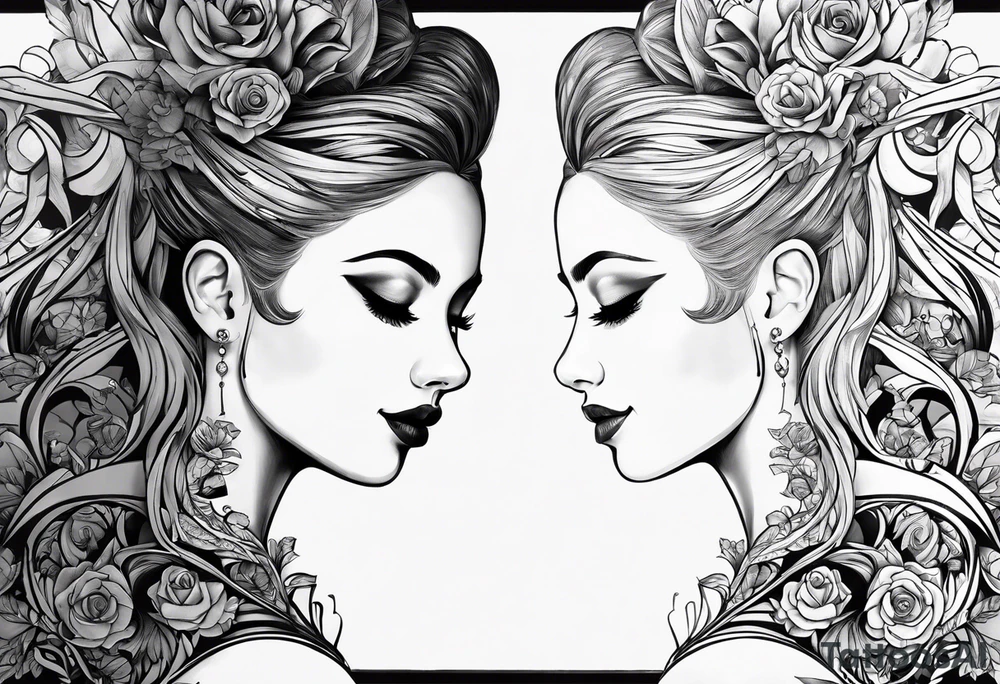 a heart split in half with Matilda whiten in one have an Weston Whiten in the other tattoo idea