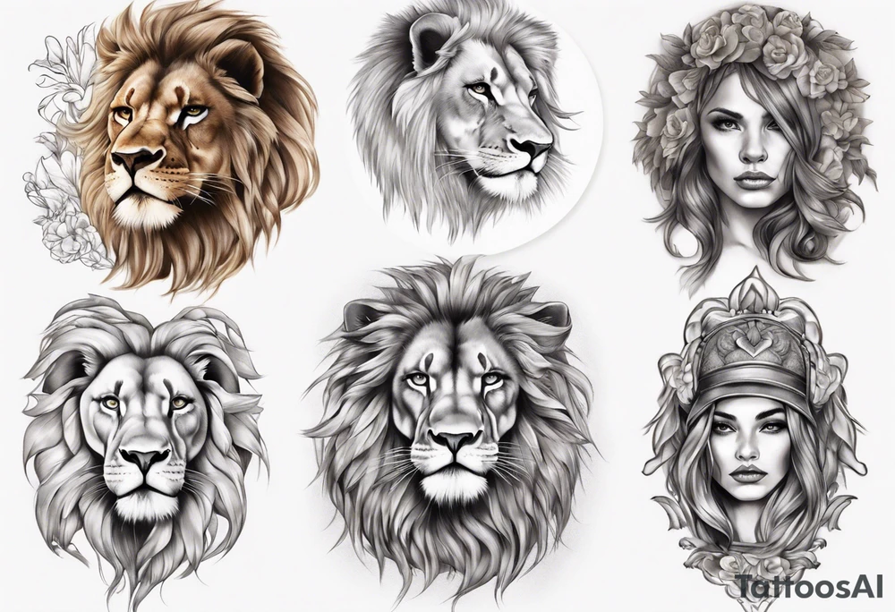 Half lion Half woman tattoo idea