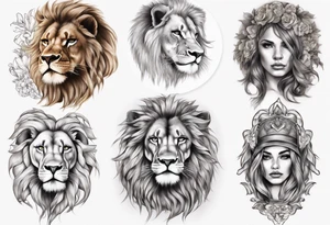 Half lion Half woman tattoo idea