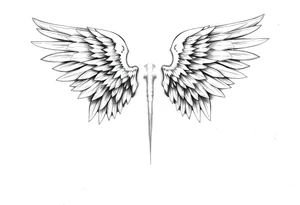 Realistic long angelwings on a back tattoo idea