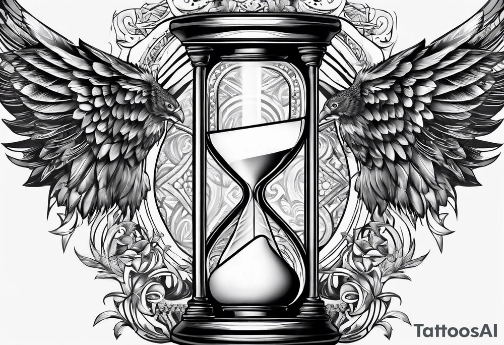 hourglass with wing carpe diem for men tattoo idea