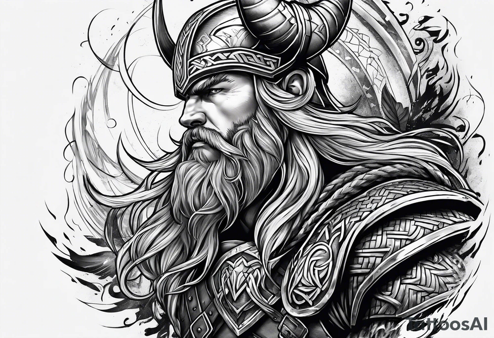 Viking Thor fighting tattoo idea