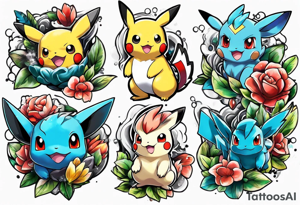pokemon sleeve tattoo idea