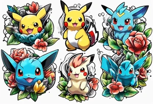 pokemon sleeve tattoo idea