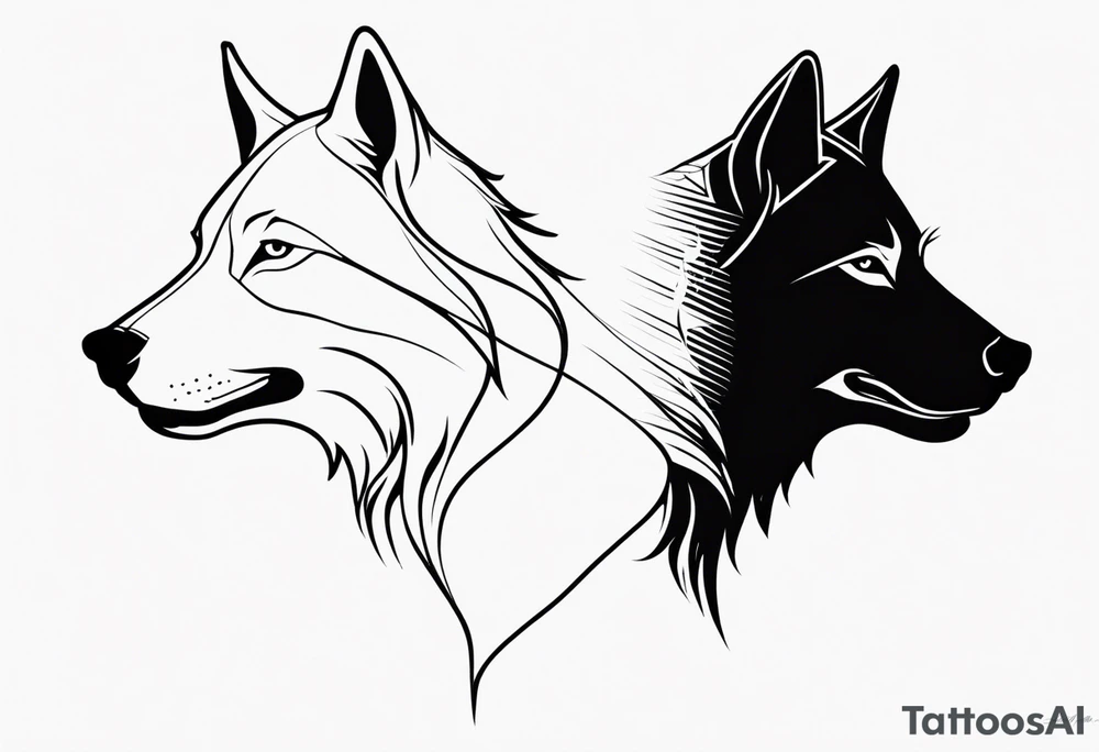 half left lone wolf face, lonely but wise tattoo idea