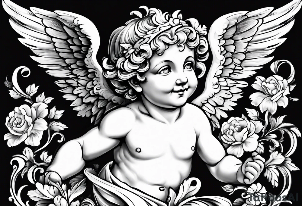 one putti smiling tattoo idea