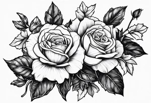 Rose + narcissus flower + holly flower together tattoo idea