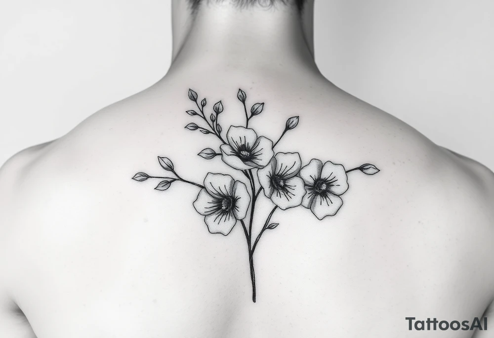 Feminine, romantic, black and white, wispy, flowers, eucalyptus tattoo idea