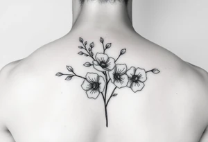 Feminine, romantic, black and white, wispy, flowers, eucalyptus tattoo idea