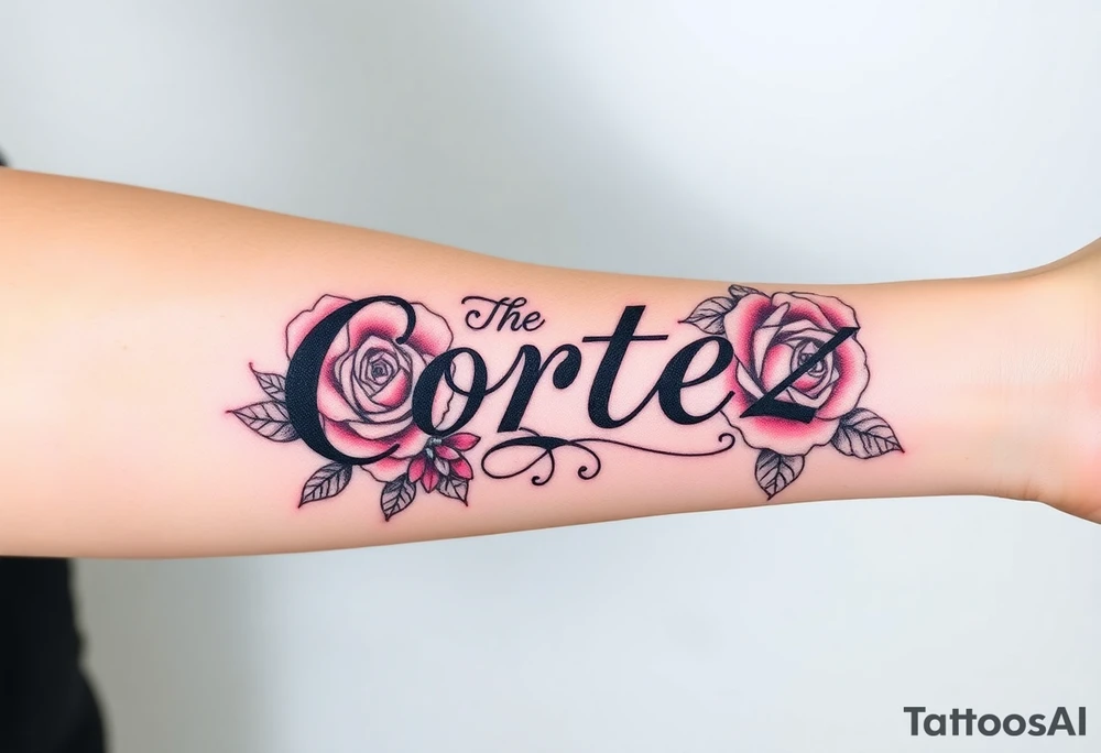 The name Cortez with roses tattoo idea