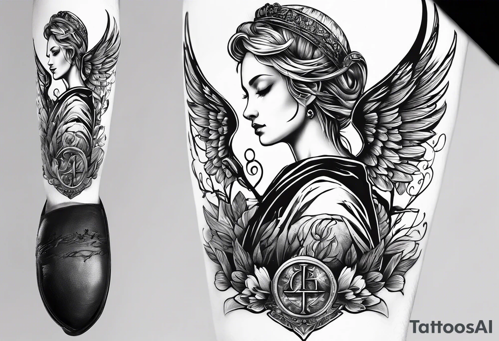 A tattoo with the letters “Lev livet mens du kan” with an angel tattoo idea