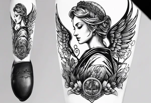 A tattoo with the letters “Lev livet mens du kan” with an angel tattoo idea