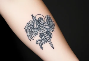 Powerful archangel with a sword, holy, archangel michael tattoo idea
