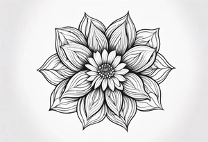 Design a minimalist floral tattoo featuring a single, graceful flower with intricate petal details in black ink tattoo idea