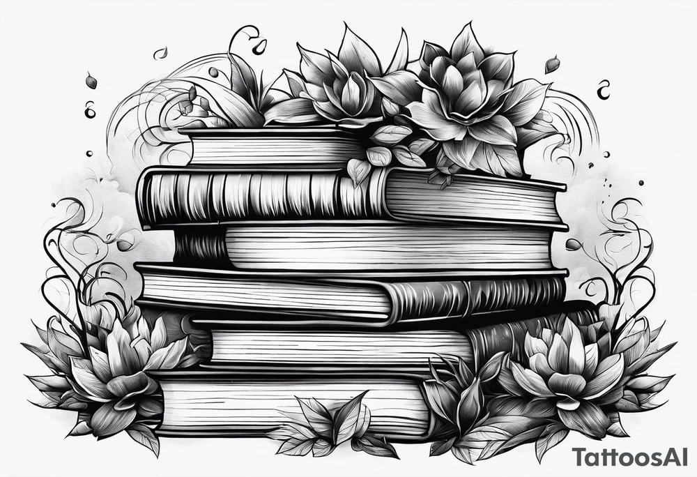 Piles of books tattoo idea