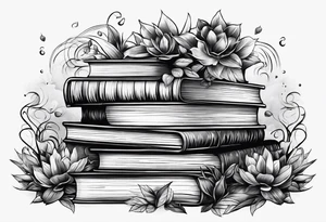 Piles of books tattoo idea