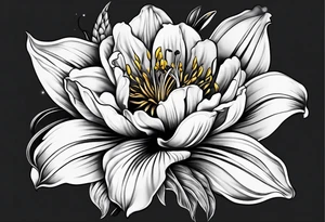 A Bulls  head with lily if the valley flowers growing out of eyes tattoo idea