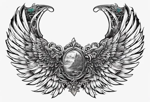 Full sternum tattoo wings wide tattoo idea